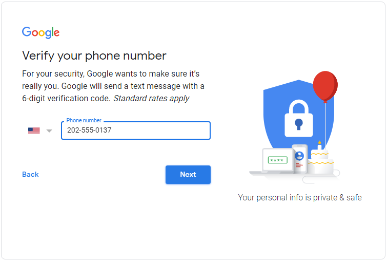 Verify Phone Number - Desktop version